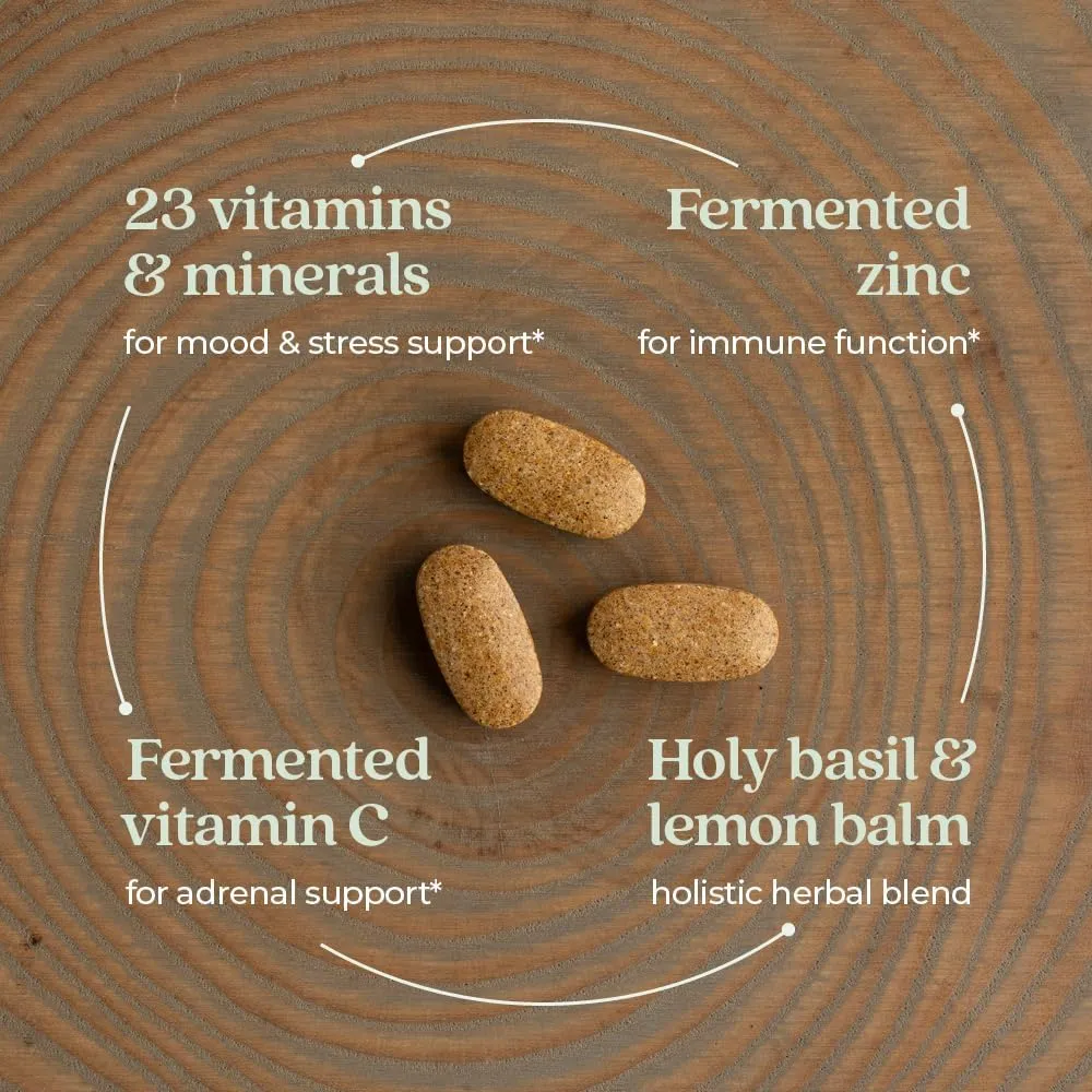 New Chapter Perfect Calm - Daily Multivitamin for Stress & Mood Support with B Vitamins   Holy Basil   Lemon Balm   Organic Non-GMO Ingredients - 144 Count