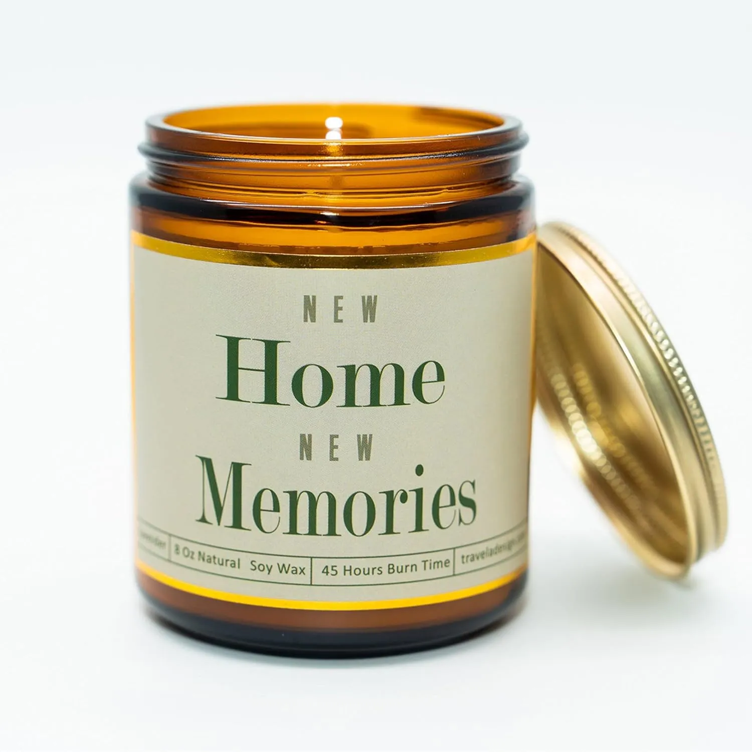 New Home Memories Lavender Scented Candle - House Warming Gift - Natural Soy Wax - 8 Oz