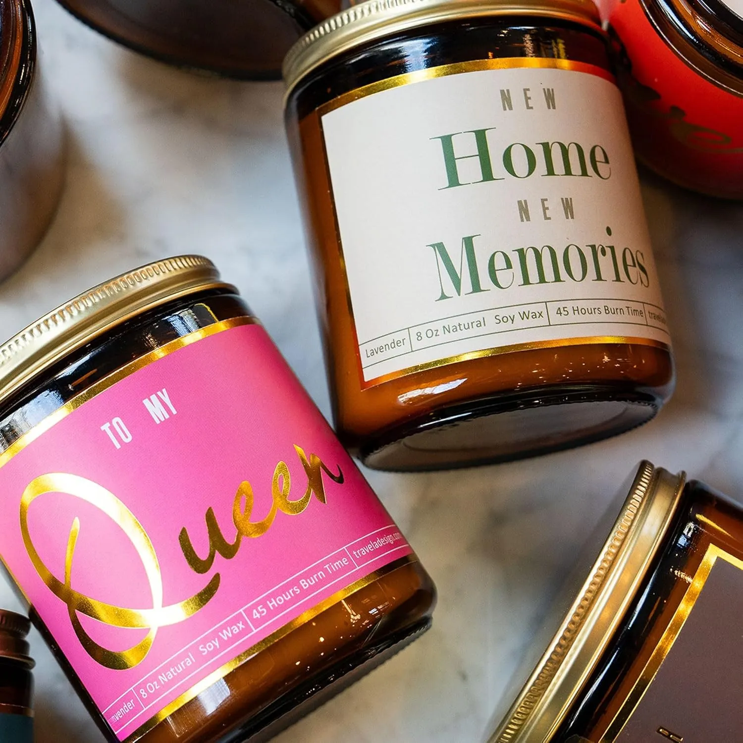 New Home Memories Lavender Scented Candle - House Warming Gift - Natural Soy Wax - 8 Oz