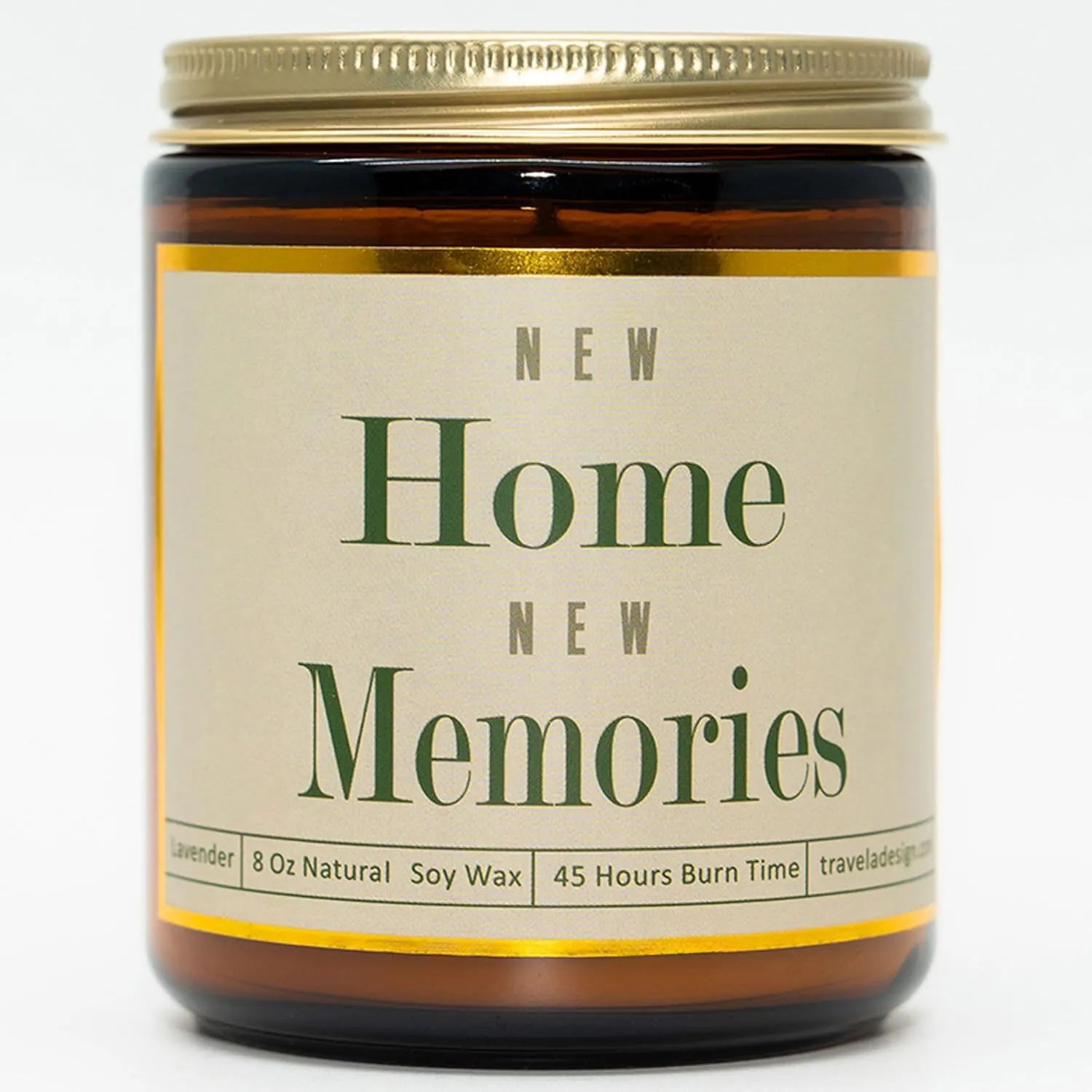 New Home Memories Lavender Scented Candle - House Warming Gift - Natural Soy Wax - 8 Oz