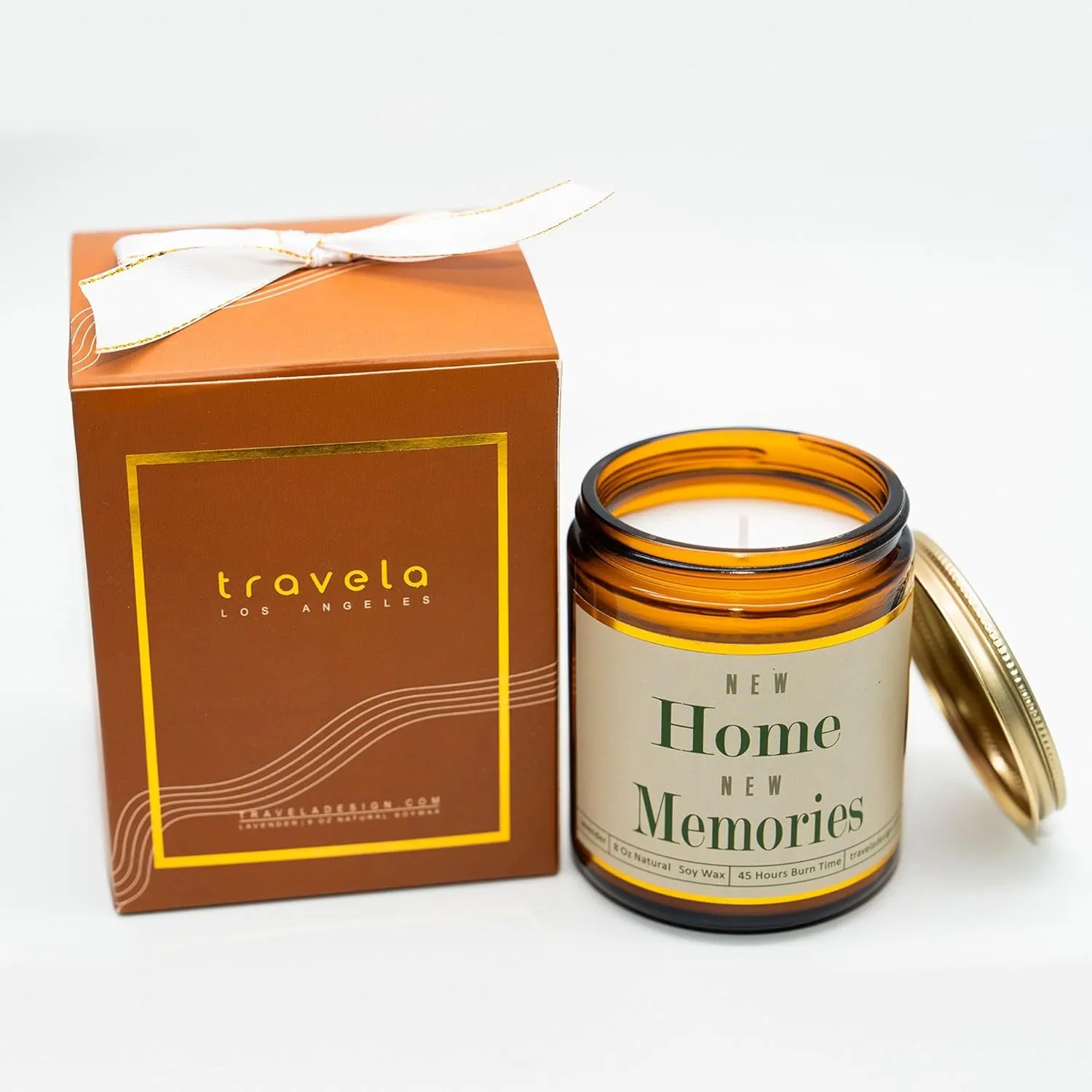 New Home Memories Lavender Scented Candle - House Warming Gift - Natural Soy Wax - 8 Oz