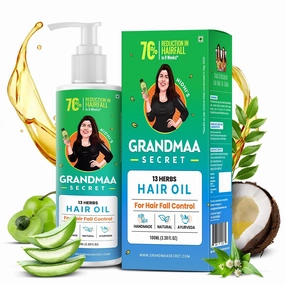Nidhi's Grandmaa Secret 13 Herbs Hair Oil For Men & Women | Promotes Hair Growth & Reduces Hair Fall | Handmade Natural Hair Oil | Hair Fall Control Oil For Dry Damaged Hair | 3.5 FlOz