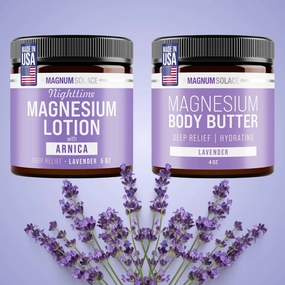 Nighttime Magnesium Lotion with Arnica, plus Magnesium Body Butter with Lavender, Duo