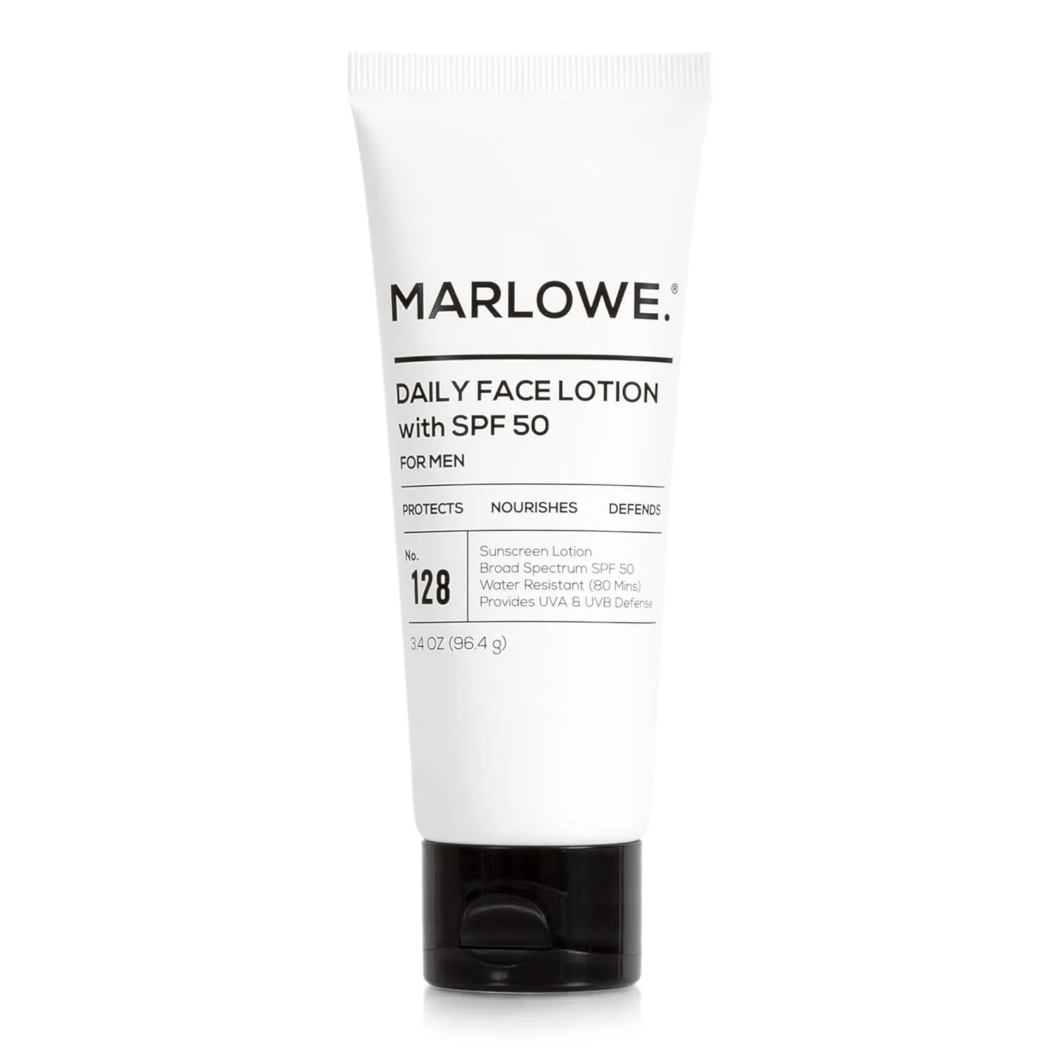 No. 128 Men's Facial Lotion with Sunscreen SPF 50, 3.4 oz, Oil-Free, Lightweight Daily Face Moisturizer for Men, Includes Natural Extracts to Hydrate, Nourish & Soothe