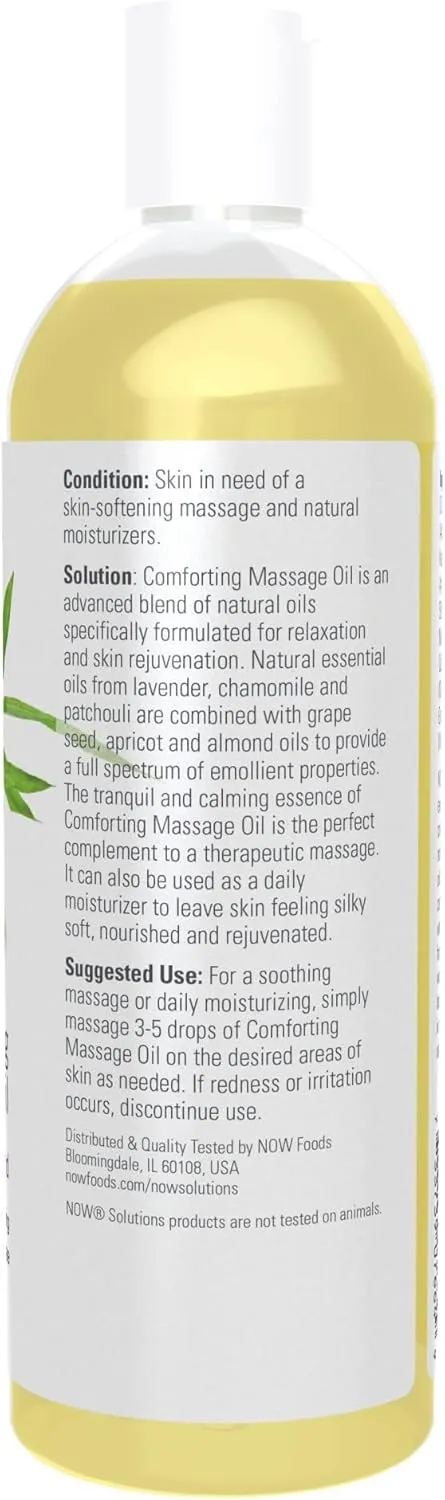NOW Foods Solutions, Comforting Massage Oil, Vitamin Infused Blend, Soothing and Nourishing, 16-Ounce