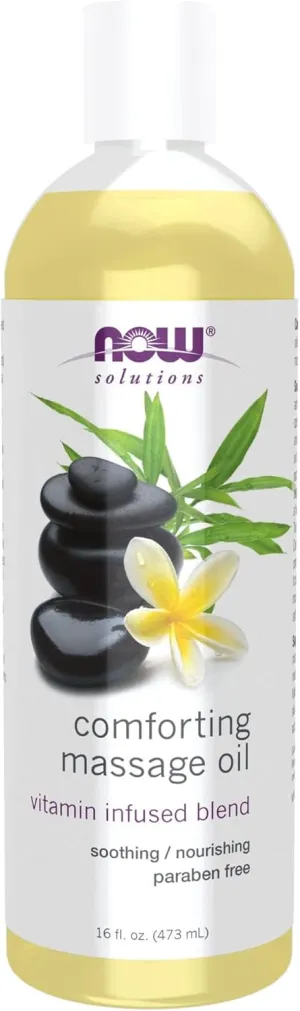 NOW Foods Solutions, Comforting Massage Oil, Vitamin Infused Blend, Soothing and Nourishing, 16-Ounce