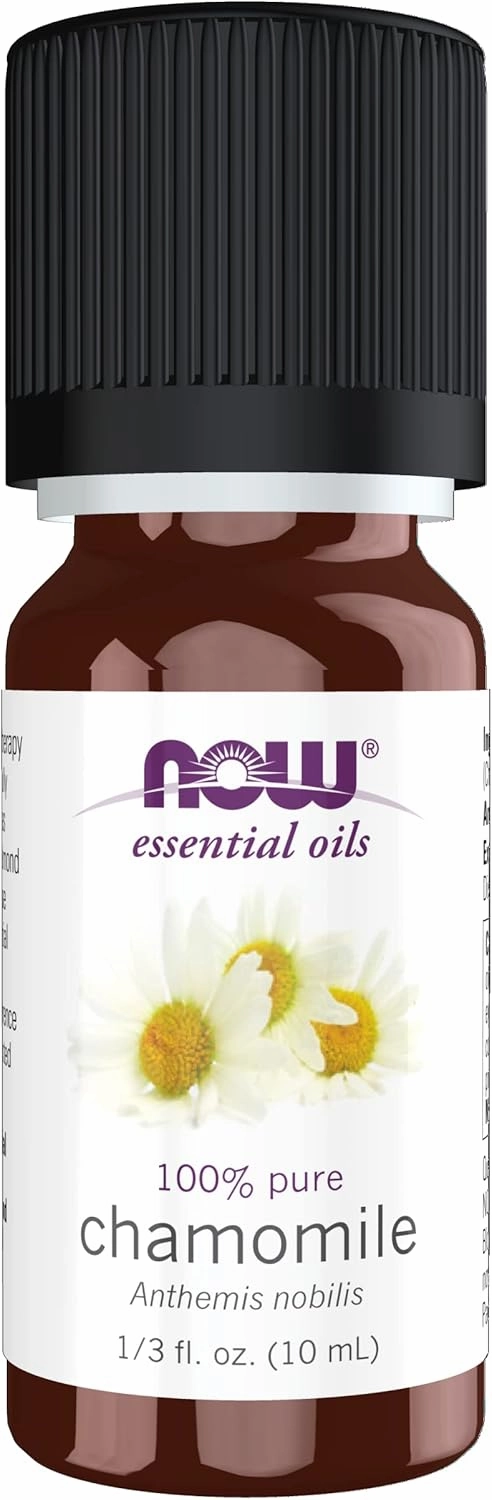NOW Essential Oils, Chamomile Oil, Delightful Aromatherapy Scent, Steam Distilled, 100% Pure, Vegan, Child Resistant Cap, 10-ml