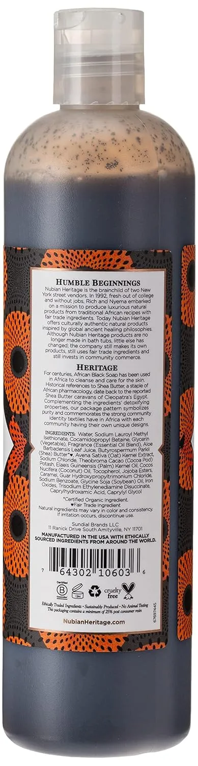Nubian Heritage Body Wash, African Black Soap, 13 Fluid Ounce