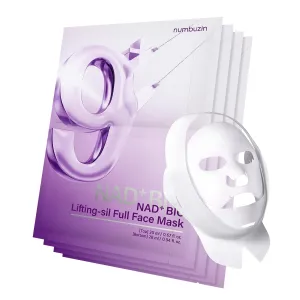 numbuzin No.9 Sheet Mask | NAD  BIO Lifting-sil Full Face Mask | Improves Jawline, Jowls, Wrinkles, Neck Lines | Peptides, NAD , Collagen | Skin Firmness | 4 Sheets   Lifting Band