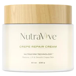 NutraVive Crepe Repair Cream – Anti-Aging Crepey Skin Treatment, 8.1 Oz – Restore, Lift, Tighten & Smooth Loose Skin – Collagen Boosting Body, Neck & Facial Repair Cream