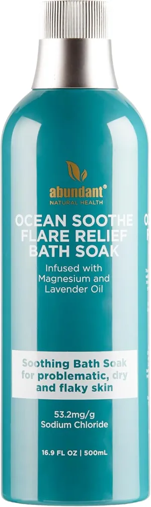 Ocean Soothe Flare Relief Bath Soak with Highly Concentrated Pure Magnesium Salts and Lavender Oil to Help Relieve Problematic and Dry Skin, Safe for Sensitive Skin, 500mL