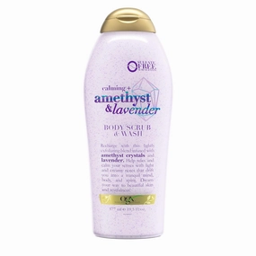 OGX Calming   Amethyst & Lavender Body Scrub & Wash, Gently Exfoliating, 19.5 fl oz