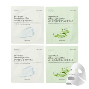 OHMYPURE Hydrogel Collagen Korean Face Mask 2 2 EA Luxury Skin Care (AntiWrinkle, Vegan Mucin) (Sampler 4)
