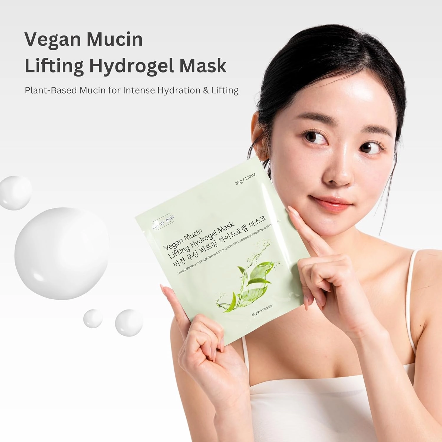 OHMYPURE Vegan Mucin Lifting Hydrogel Collagen Face Mask 10 ea Ultimate Hydration, Improves Skin Texture, Affordable Luxury, Glowing Skin, Reduces Fine Lines & Wrinkles, Made in Korea (10, Vegan)