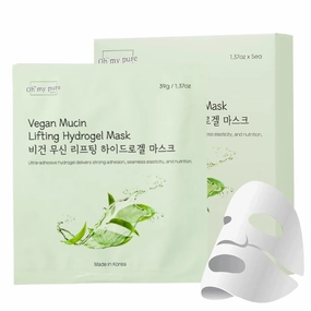 OHMYPURE Vegan Mucin Lifting Hydrogel Collagen Face Mask 10 ea Ultimate Hydration, Improves Skin Texture, Affordable Luxury, Glowing Skin, Reduces Fine Lines & Wrinkles, Made in Korea (10, Vegan)
