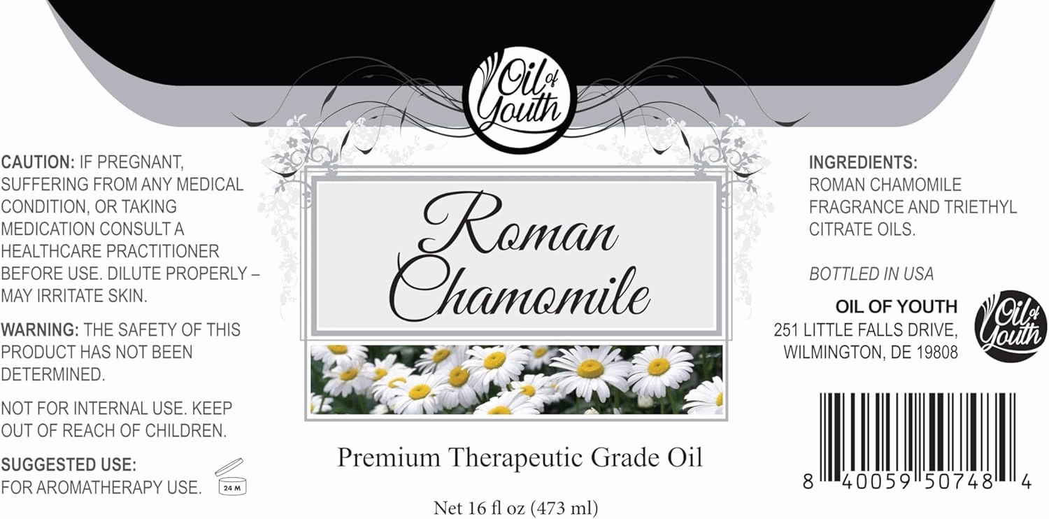 Oil of Youth - 16oz Roman Chamomile Essential Oil - Pure Therapeutic Grade Oil for Aromatherapy, Diffuser, Stress Ease - Chamomile Oil for Skin Therapy