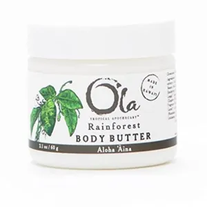 OLA Rainforest Body Butter – Moisturizing Cream with Pure Coconut Oil and Hawaiian Plant Extracts - Ideal for Dry Skin - 2.1oz