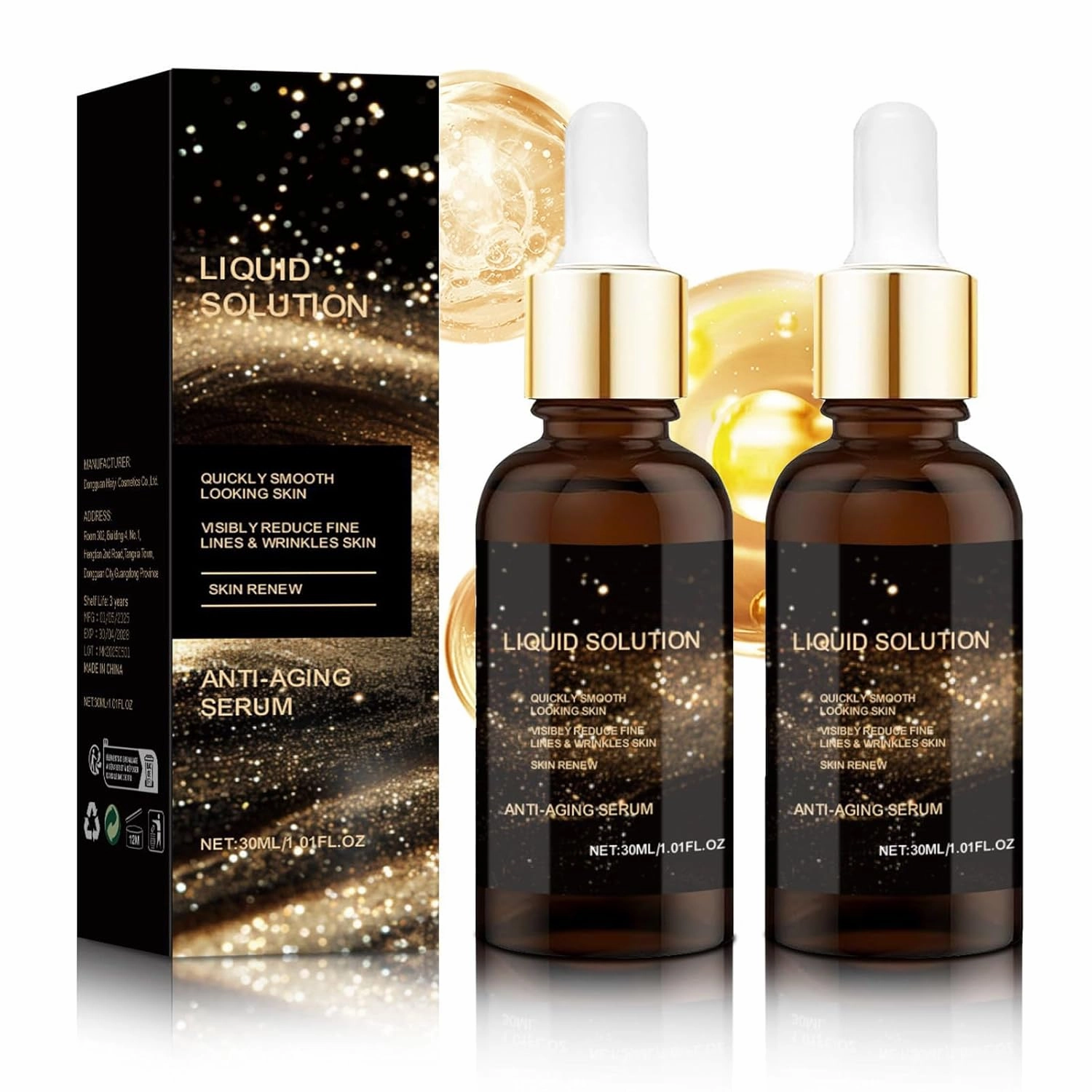 Olavita Face Serum, Liquid Solution Serum, with Vitamin C & E, Anti-Aging, Firming Facial, Plump Skin (2pcs)
