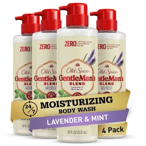Old Spice GentleMan's Exfoliating & Moisturizing Body Wash for Men, 24/7 Shower Fresh with Long Lasting Scent, Renewing Vitamin B3 Blend, Lavender   Mint Scent, 18 oz (Pack of 4)