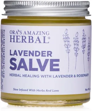 Ora's Amazing Herbal Lavender Salve, Natural Moisturizing Balm for Skin with Lavender Essential Oil, Repair Ointment for Irritated Skin, Aromatherapy for Relaxation Massage, 4 oz