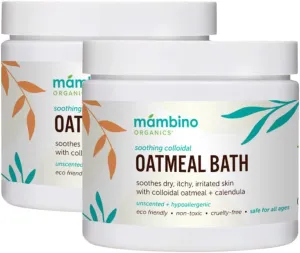 Organic Colloidal Oatmeal Bath Soak – 2-Pack Oatmeal Powder for Dry, Irritated, Itchy Skin Relief – Cruelty-Free, Vegan Handmade Bath Products for Adults Bath, Kids Bath, Baby Bath by Mambino Organics