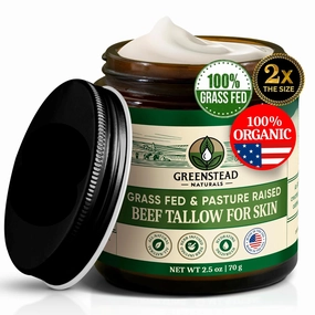 Organic Beef Tallow for Skin – Whipped Tallow Balm for Skin Face and Body with Jojoba Oil and Cocoa Butter – Unscented and Herb-Infused – 4 oz, 2.5fl oz