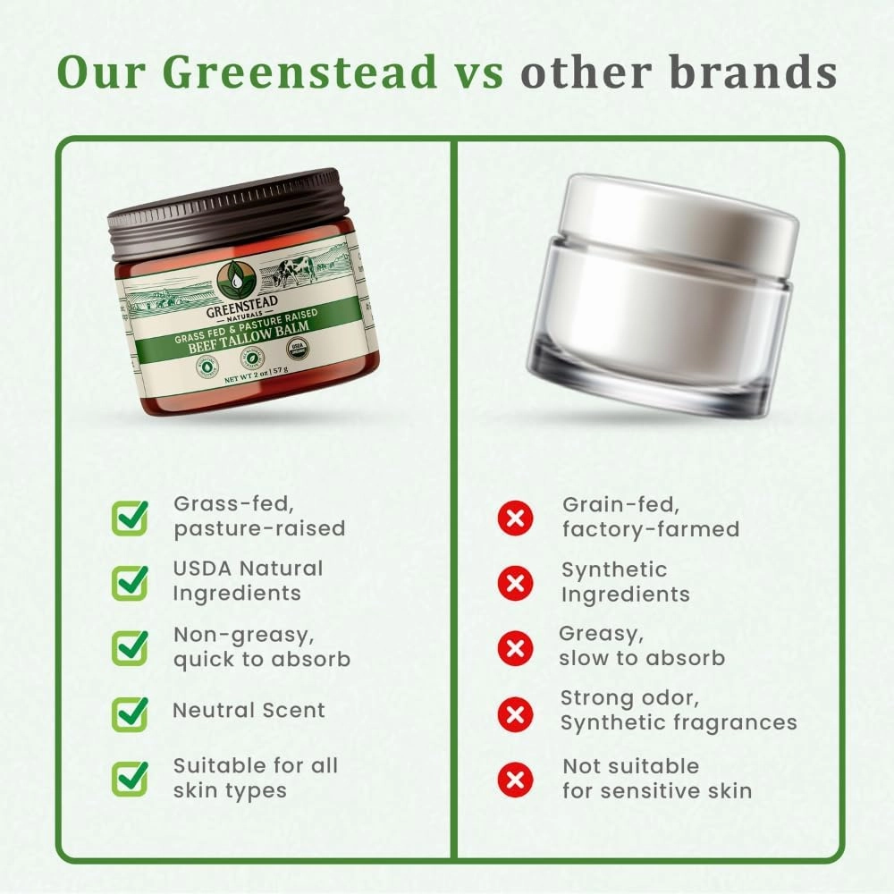 Organic Beef Tallow for Skin – Whipped Tallow Balm for Skin Face and Body with Jojoba Oil and Cocoa Butter – Unscented and Herb-Infused – 4 oz, 2.5fl oz