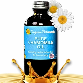 Organic Botanicals Pure Organic Chamomile Oil - USDA Certified, Premium Grade Natural Therapeutic Oil for Body, Skin, Face, Hair & Massage Therapy - Relaxing, Bath & DIY Infused Flower Extract (4 oz)