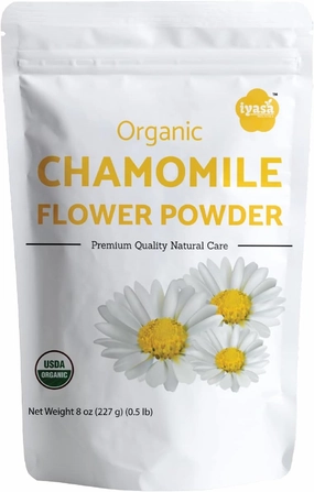 Organic Chamomile Flower Powder, Food Grade for Baking, Cooking, Tea, Summer Drinks, DIY Skin and Hair Care Products, Natural Face Packs, Face Mask 8 oz 223 gm