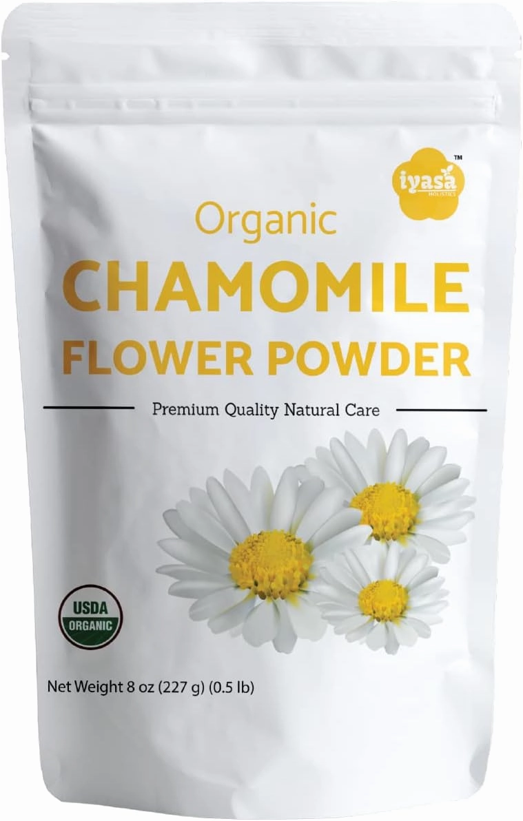 Organic Chamomile Flower Powder, Food Grade for Baking, Cooking, Tea, Summer Drinks, DIY Skin and Hair Care Products, Natural Face Packs, Face Mask 8 oz 223 gm