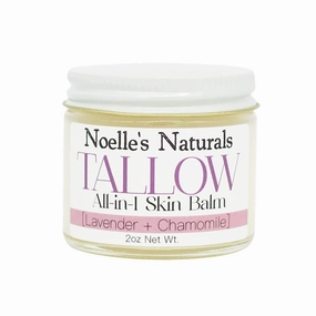 Organic Tallow Balm - 2oz Jar - Lavender Chamomile - All-In-One Skin Balm - Soothing, Healing, Moisturizing, for all Skin Types - Excellent for Dry Skin, Eczema, Burns, Cuts, Boo-Boos, Cracked Heels