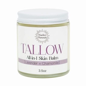 Organic Tallow Balm - 3.5oz Jar - Lavender Chamomile - All-In-One Skin Balm - Soothing, Healing, Moisturizing, for all Skin Types - Excellent for Dry Skin, Eczema, Burns, Cuts, Boo-Boos, Cracked Heels