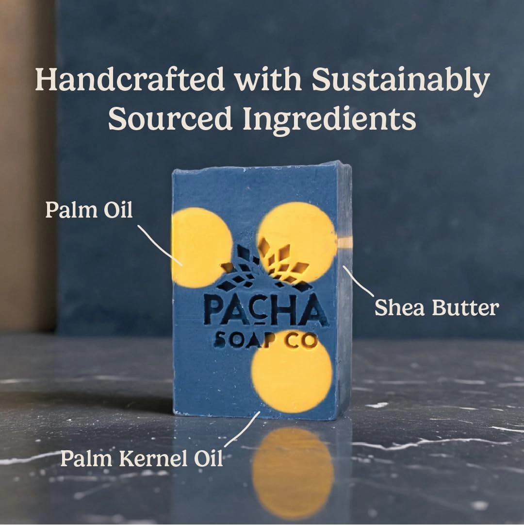 Pacha Lavender & Blue Tansy Bar Soap 3 Pack | Premium, Handcrafted, Hydrating | Natural Face Wash, Hand Cleanser, Body Wash | Soothing Essential Oils, 4 oz