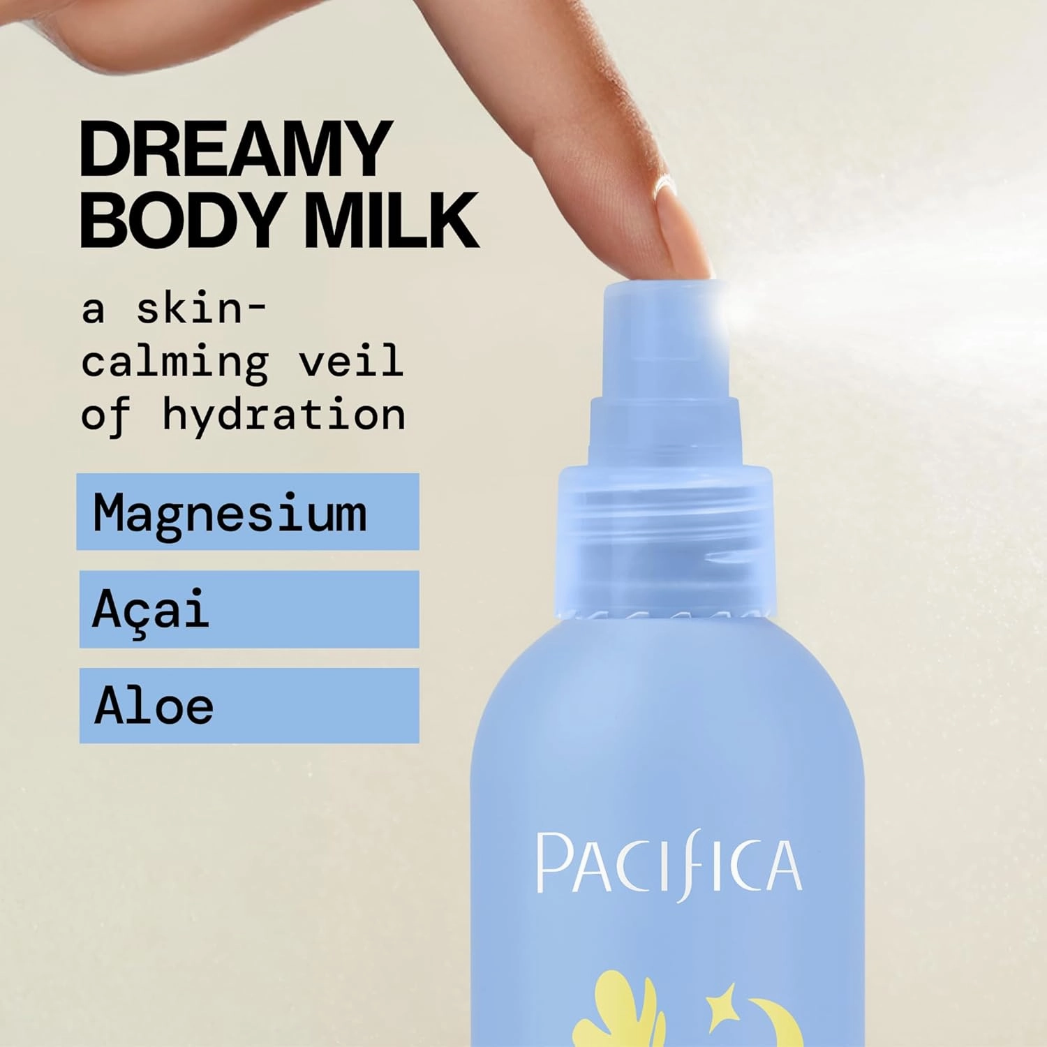 Pacifica Dream Milk Magnesium Spray for Sleep & Relaxation - Natural Magnesium Body Mist Infused with Lavender, Chamomile & Essential Oils, Vegan & Cruelty-Free, Clean Beauty, 4 fl oz