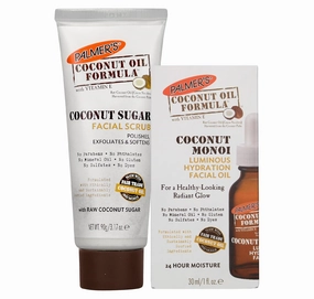 Palmer's Coconut Oil Face Care Bundle - Face Oil & Scrub, Fair Trade & Monoi, 1 fl oz Oil & 3.17 oz Scrub