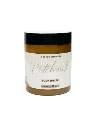 Palo Santo and Patchouli Whipped Body Butter with African Shea Butter, Mango Butter, Vitamin E Oil, Aloe Vera, Hydrating Skin Cream, Vegan Moisturizer, Plant Based Care for Dry Cracked Hands Feet 8 oz
