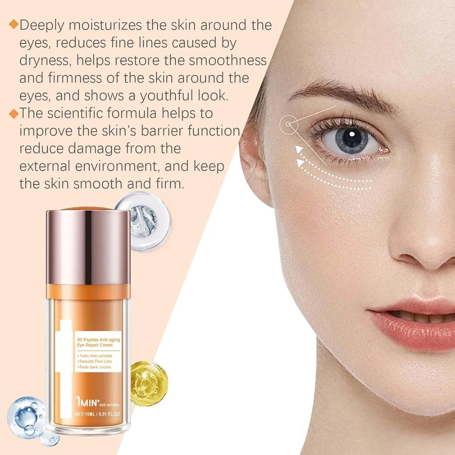 Papa Feel Augencreme, Papa Feel 5D Eye Cream, 5D Peptide Anti-Wrinkle Firming Eye Cream, Peptide Lifting Eye Gel, For Dark Circles and Puffiness (1pc)