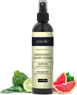 Pavelle Aromatherapy Shower Steamer, 100% Natural Relaxing Essential Oil Spray Mist for Sinus & Congestion Relief, Spa, Sauna & Bath Gift Set for Women & Men, Made in The USA, Island Sun, 8 Fl.Oz.