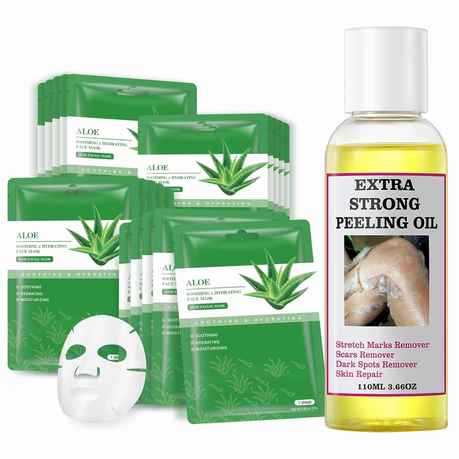 Peeling Oil for Dark Skin, Yellow Peeling Oil Strong Peeling Oil Extra Strength Exfoliating Peeling Solution for Body, Face Masks Skincare Sheet Mask Aloe Vera Sheets Mask