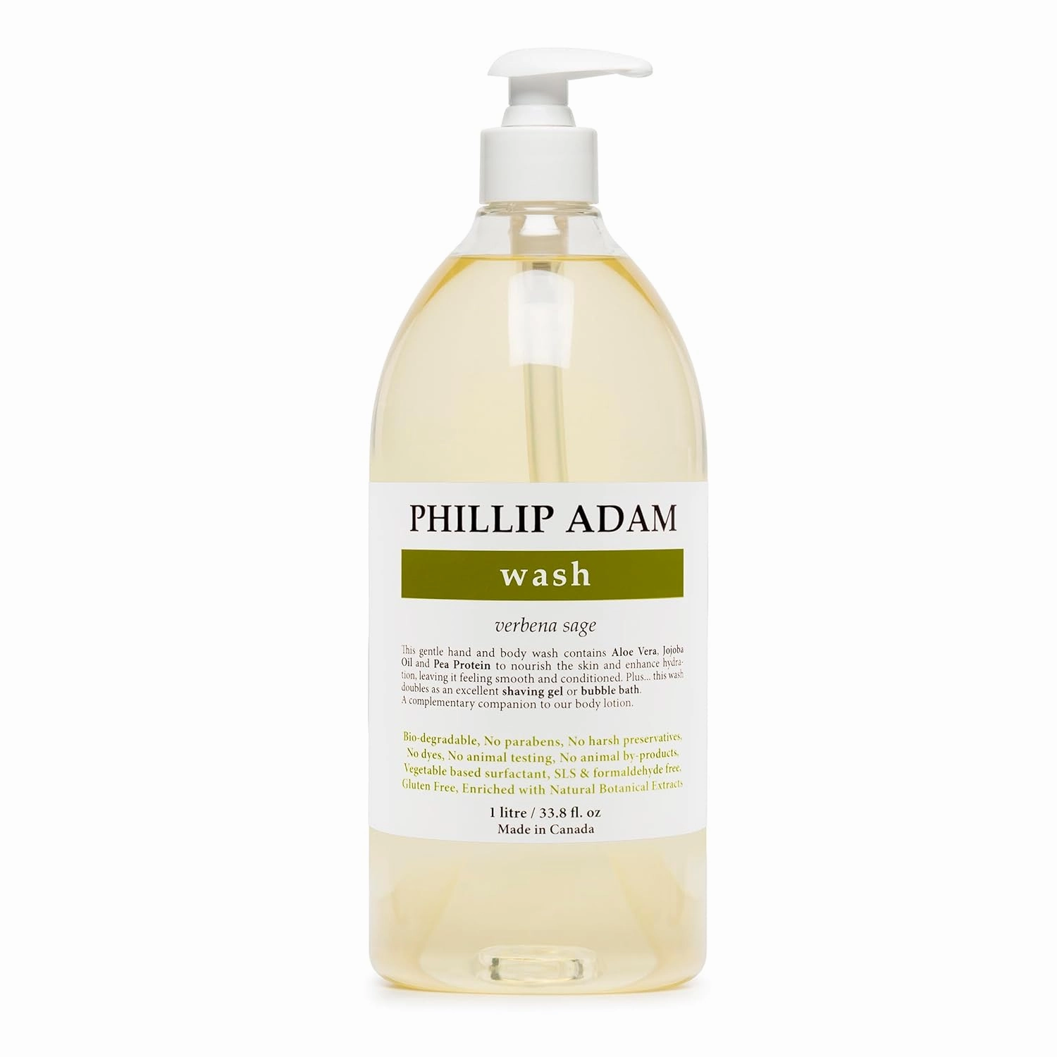 Phillip Adam Verbena Sage Hand and Body Wash with Aloe Vera and Jojoba Oil - Hydrates and Nourishes Skin - Sulfate Free and Gluten Free - 33.8 Fl Oz