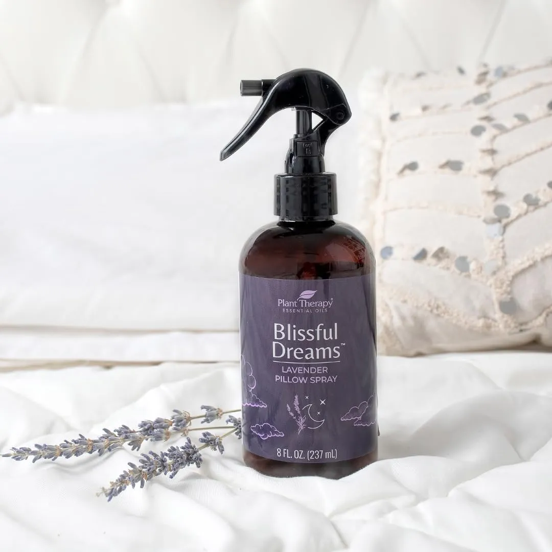 Plant Therapy Blissful Dreams Lavender Pillow and Linen Mist and Room Spray, for Relaxation & Sleep, Powered by Essential Oils Like Lavender & Roman Chamomile, Aromatherapy Sleep Spray, 8 oz