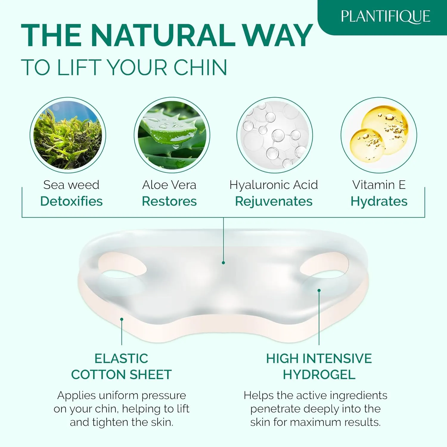 PLANTIFIQUE V-Line Collagen Mask for face 5 PCS | Chin Strap for Women & Men | V Line Lifting Mask with Collagen and Hyaluronic Acid V Shape Face Tape Chin | Skin Firming