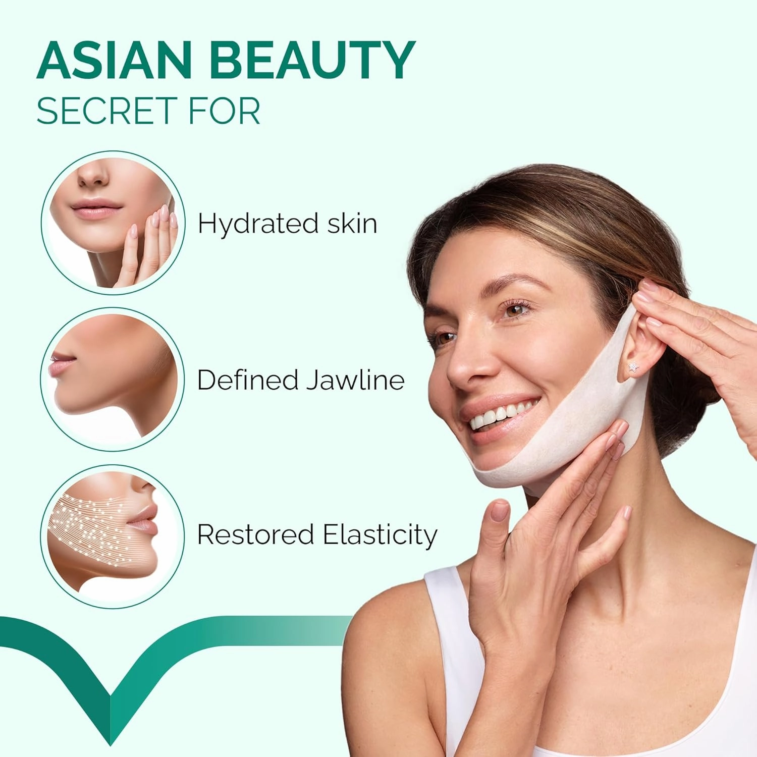 PLANTIFIQUE V-Line Collagen Mask for face 15 PCS | Chin Strap for Women & Men | V Line Lifting Mask with Collagen and Hyaluronic Acid V Shape Face Tape Chin | Skin Firming