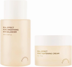 PONGDANG Real Effect Firming Duo for Pore : Pore Smoothing Skin Balancer & Pore Tightening Cream, Pore Minimizer, Hydrating, Peptide, Panthenol, Niacinamide, Korean Skincare