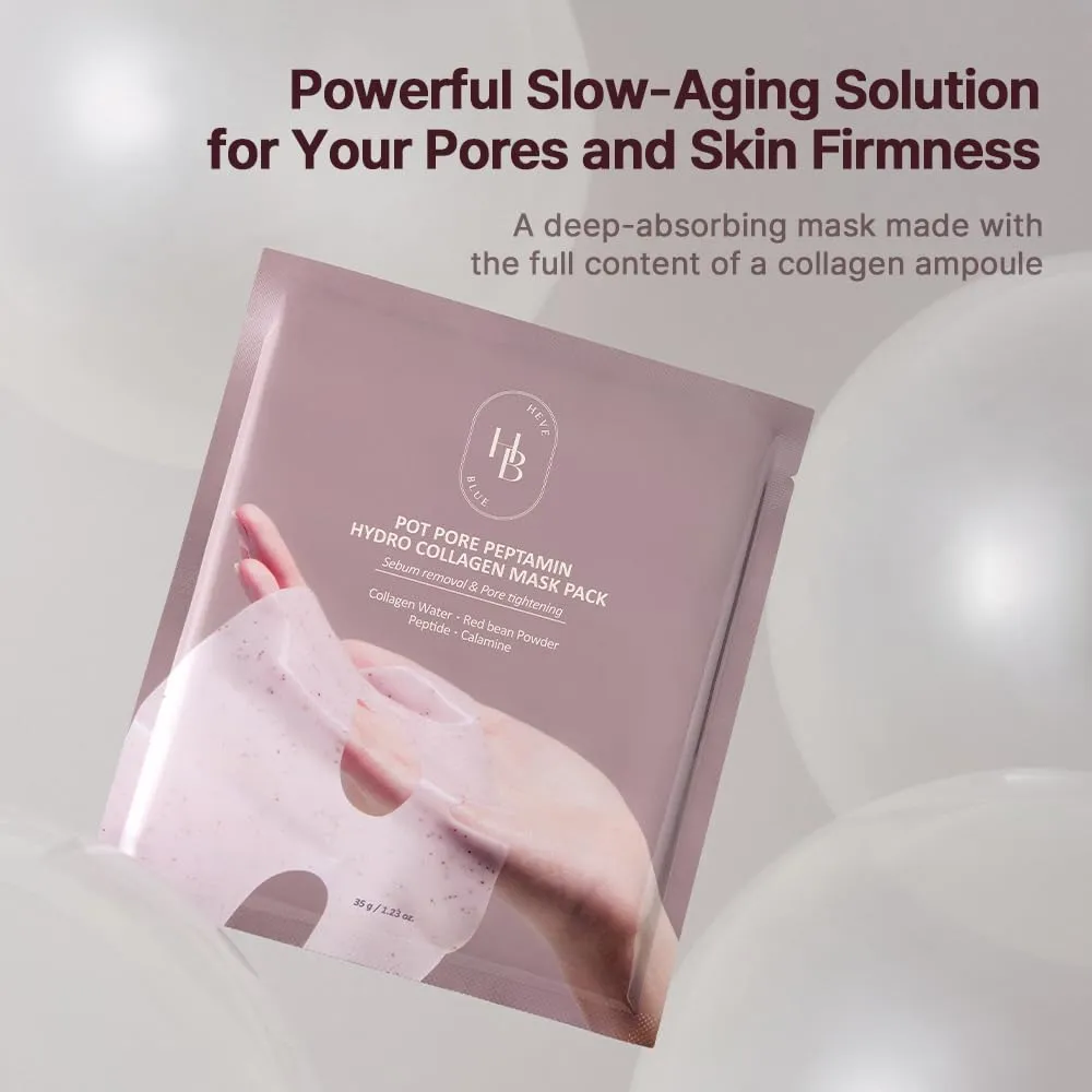 Pot Pore Peptamin Hydro Collagen Mask Pack 4ea - Hydrating Overnight Hydrogel Mask, Skin Firming, Pore Tightening, Hypoallergenic,Collagen Ampoule Absorbing Over Time