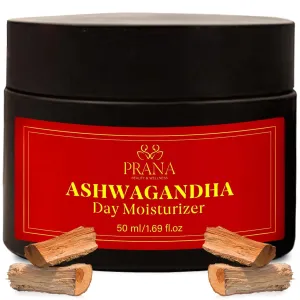 PRANA Ashwagandha Day Face Moisturizer - Natural Face Lotion with Ayurvedic Ingredients like Licorice, Almond Oil, Gotu Kola - Skin Repair & Hydration, Vegan, Fragrance & Cruelty-Free Lotion (50ml)
