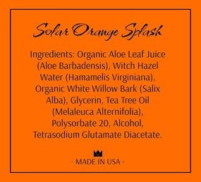 Premium After Shave Splash for Men (Solar Orange). Powered with Aloe & Witch Hazel 3.4 oz (1-Pack)