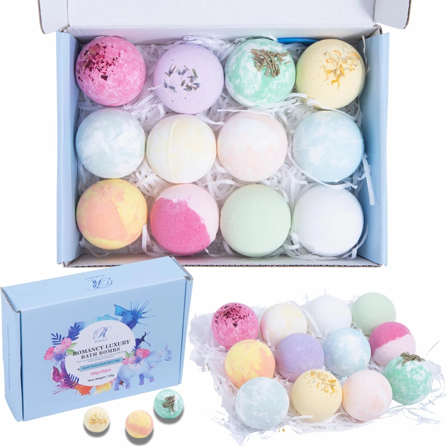 Premium Bath Bombs Gift Set –12-Piece Aromatherapy Shower Bombs. Eucalyptus, Mint, Citrus. Perfect for Birthdays, Relaxation Gifts for Men, Women. Bubble spa Bath, Safe Bath Bombs for Kids