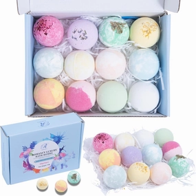 Premium Bath Bombs Gift Set –12-Piece Aromatherapy Shower Bombs. Eucalyptus, Mint, Citrus. Perfect for Birthdays, Relaxation Gifts for Men, Women. Bubble spa Bath, Safe Bath Bombs for Kids