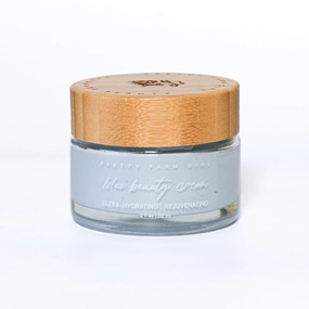 Pretty farm girl Blue Beauty Tallow Face Cream - Ultra-Hydrating & Rejuvenating - Blue Tansy Flower Oil Scent - Handmade - All Skin Types - For Around the Eyes, Neck, and Lips